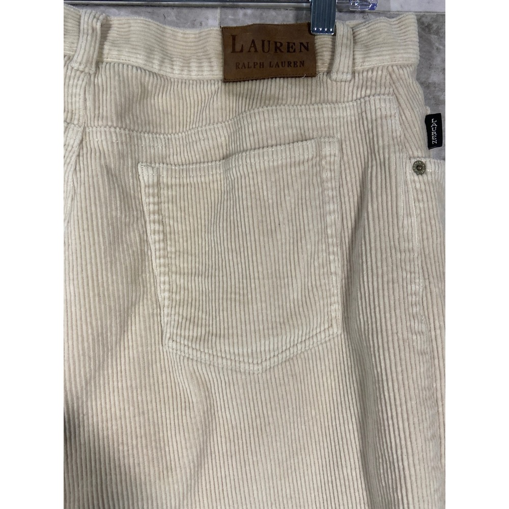 Lauren Ralph Lauren Beige Corduroy Pants Women's Size 16 Wide Leg Casual *FLAW - Picture 6 of 13